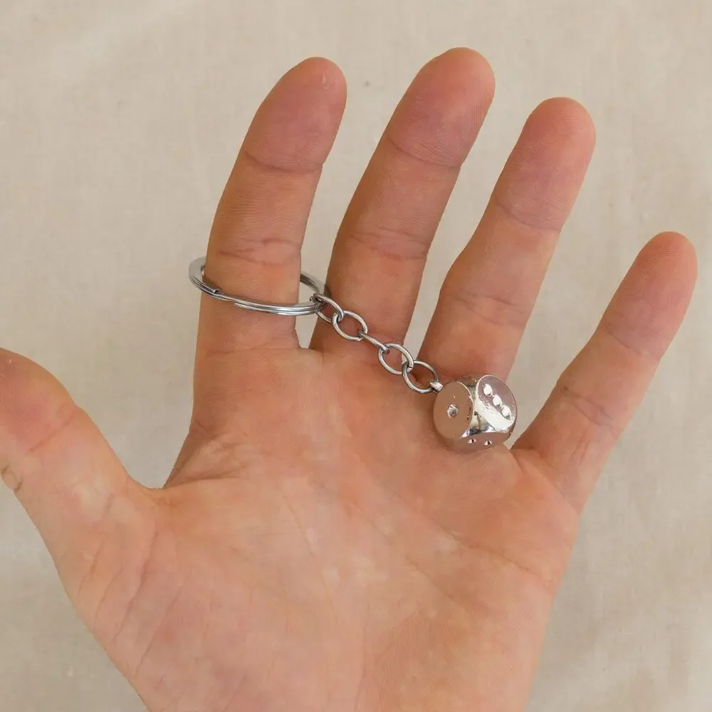Y2k 2000s vintage style silver dice key chain